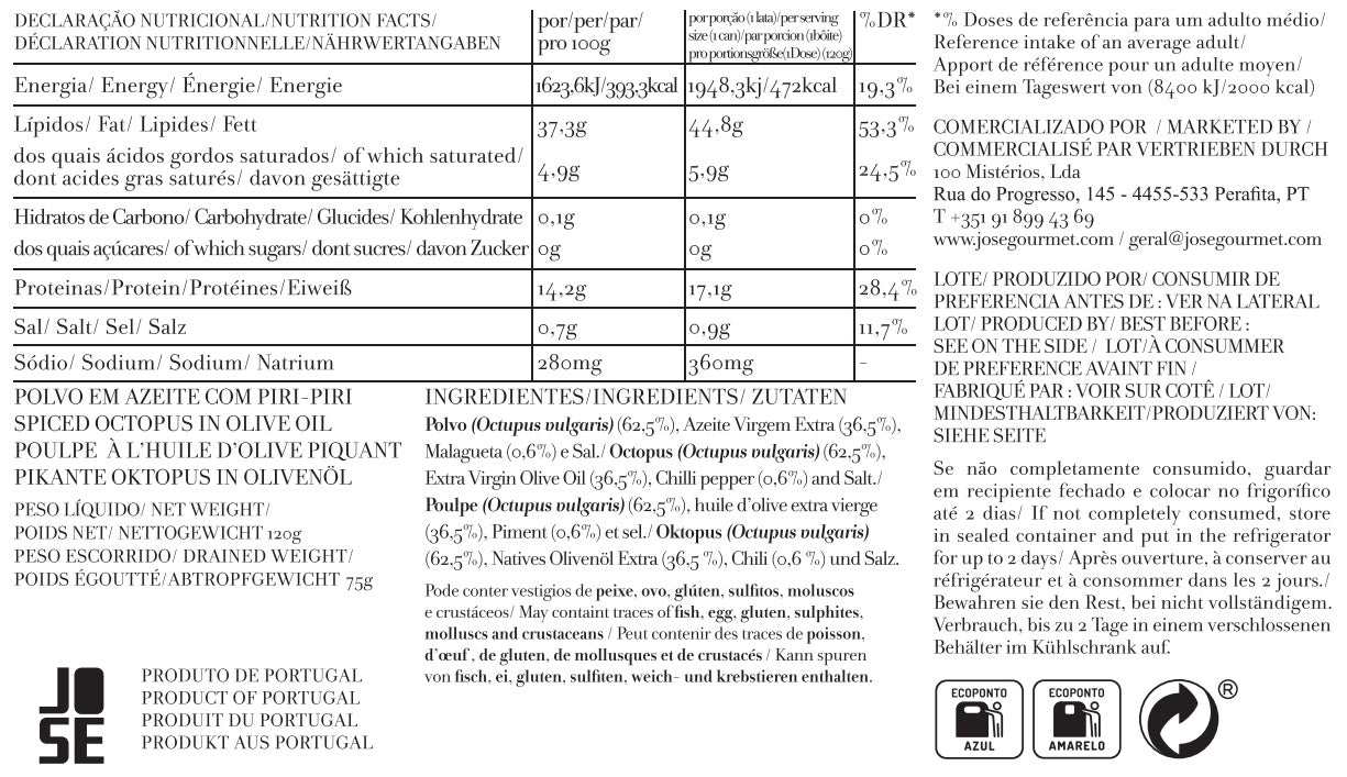 Pulpo en Aceite de Oliva y Piri-Piri