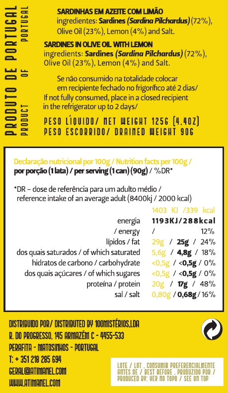 Sardinen in Olivenöl und Zitrone