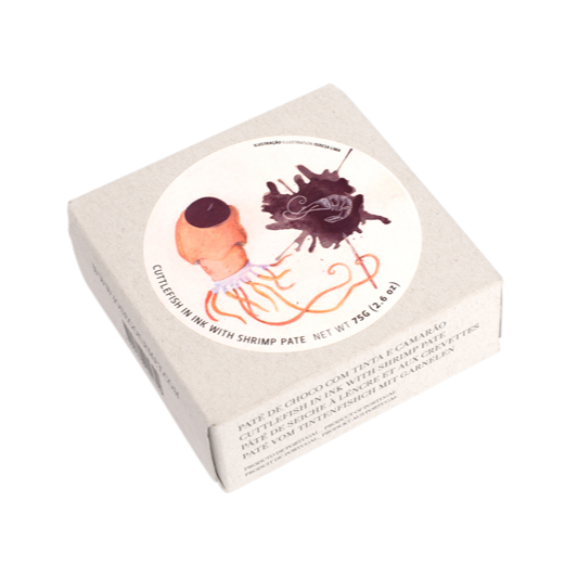 Patê de Choco com tinta e Camarão